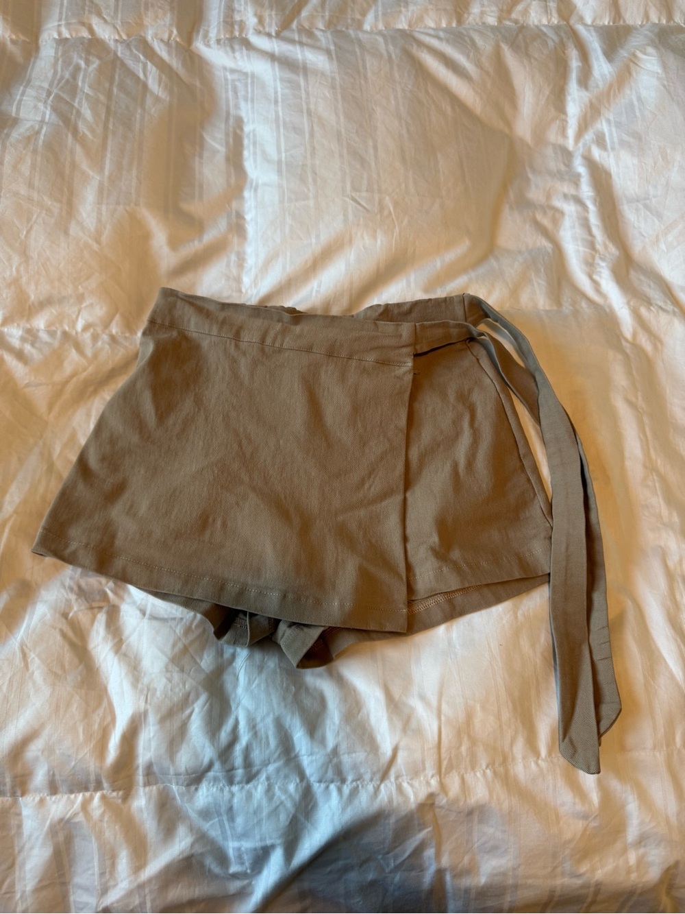 Womens Khaki Wrap Skort with Tie Waist